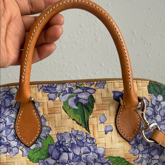 Dooney & Bourke Blue Floral Tan Satchel - Picture 5 of 15